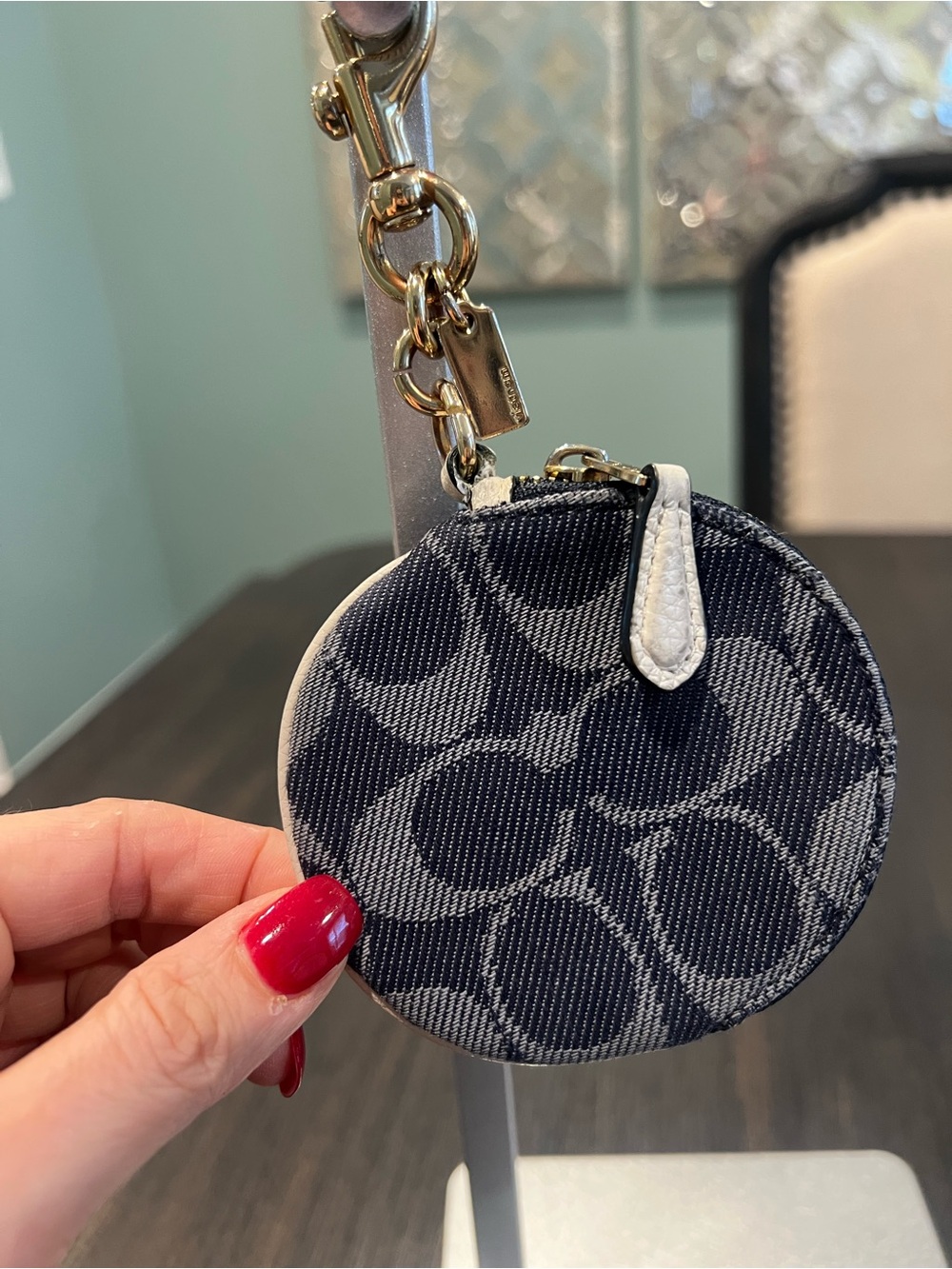 Coach Coin Pouch Bag Charm in Signature Jacquard